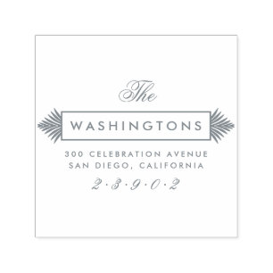 Sello Automático Remite gris del apellido del art déco