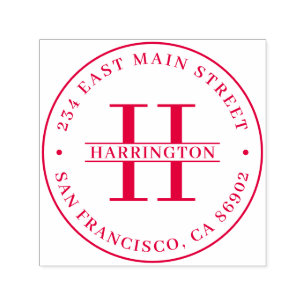 Sello Automático Remite redondo elegante del apellido del monograma