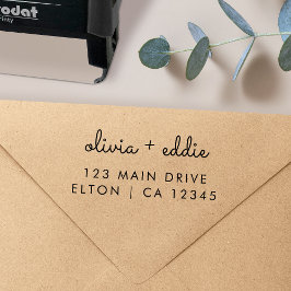 Sello Automático Remitente | Moderno Boda informal de parejas