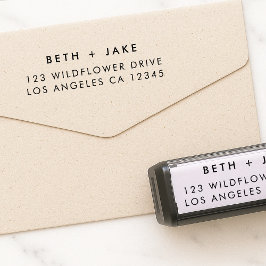 Sello Automático Remitente | Pareja Minimalista moderna simple