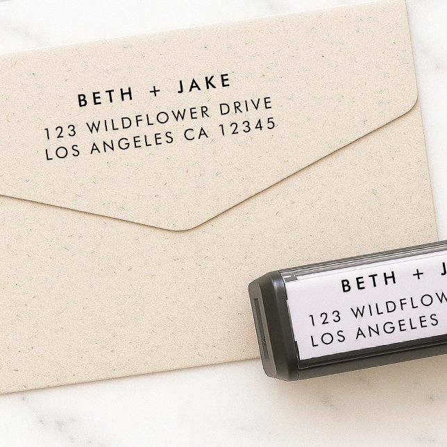 Sello Automático Remitente | Pareja Minimalista moderna simple (Subido por el creador)