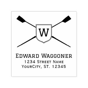 Sello Automático Remo Aspas Cruzadas Monograma Nombre Dirección de 