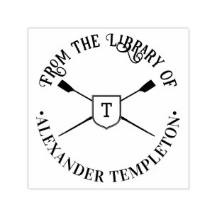 Sello Automático Remos de Remo Cruzados Monograma Nombre del Libro 