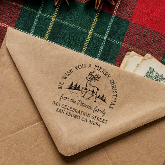 Sello Automático Renos con balbuceos en ángeles Feliz Navidad