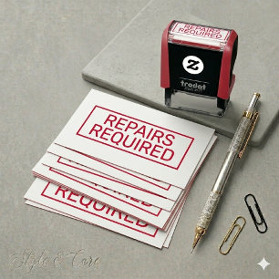 Sello Automático REPARACIONES NECESARIAS Personalizadas de dos líne