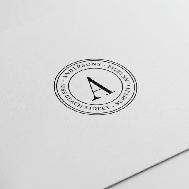 Sello Automático (RESIZADO) Elegante dirección de retorno monograma (Subido por el creador)