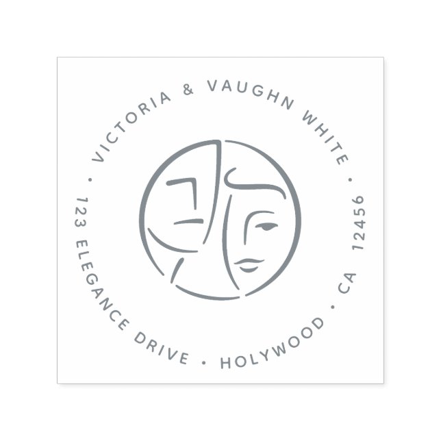 Sello Automático Resumen Elegante Dirección de Retorno de Pareja Ri (Diseño)