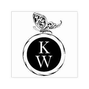 Sello Automático Retorno de monograma de mariposa en Art Deco de Vi