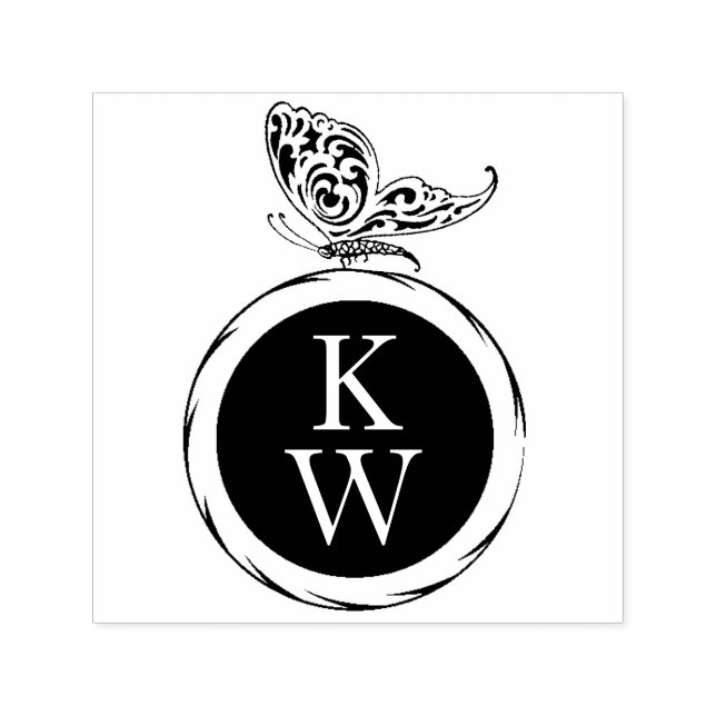 Sello Automático Retorno de monograma de mariposa en Art Deco de Vi (Diseño)