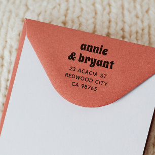Sello Automático Retro Groovy Couple Names Bold Boho Return Address