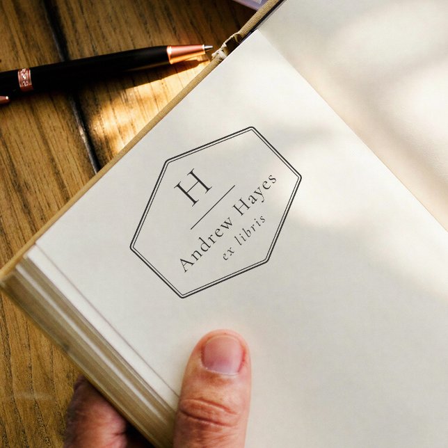 Sello Automático Retro Simple Frame Modern Monogram Ex Libris Book (Subido por el creador)