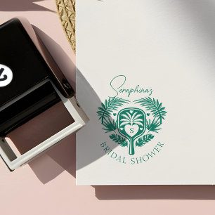 Sello Automático Retro Tropical Palm Tree Pickleball Brillante Duch