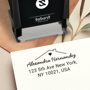 Sello Automático Return Address House Heart Modern Minimalista