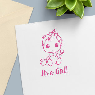 Sello Automático Revelación de género en baby shower de niña