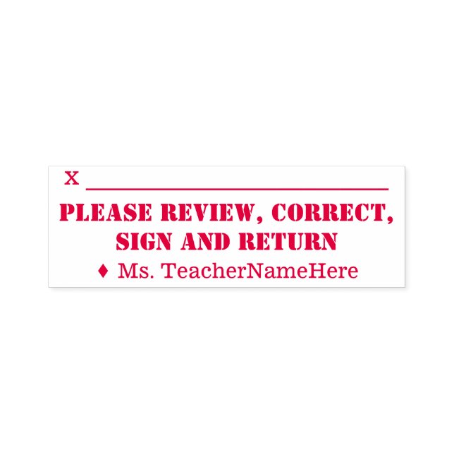 Sello Automático "Revise, Corrija, Rótulo Y Devuelva" Y Nombre (Diseño)