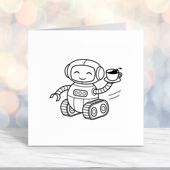 Sello Automático Robot Cute Entregando Café (Subido por el creador)