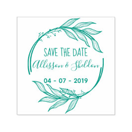 Sello Automático Romantic Hand Draw Leaves Save The Date