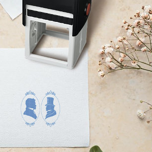 Sello Automático Romántica Silueta Botánica Gay Regencia Azul