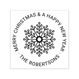 Sello Automático Ronda moderna Personalizado de copos de nieve Feli