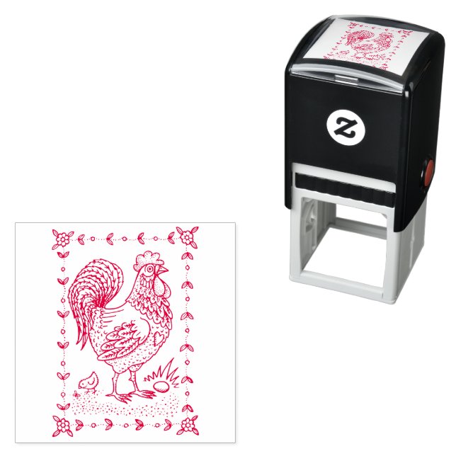 SELLO AUTOMÁTICO ROOSTER DE PAÍS, HUEVO Y FRONTERA DE ARTE DE CHICK (In Situ)