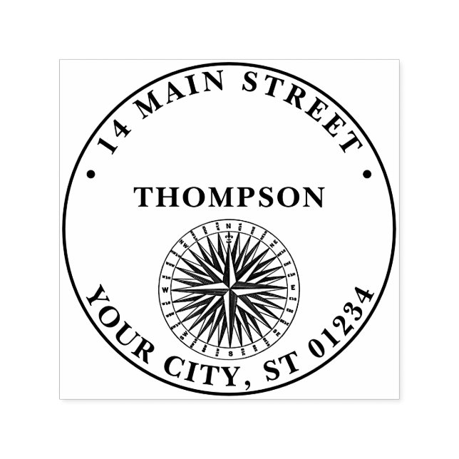 Sello Automático Rosa de brújula estilizada de época (Diseño)