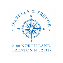 Sello Automático Rosa de brújula Nautical | Dirección de devolución
