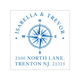 Sello Automático Rosa de brújula Nautical   Dirección de devolución