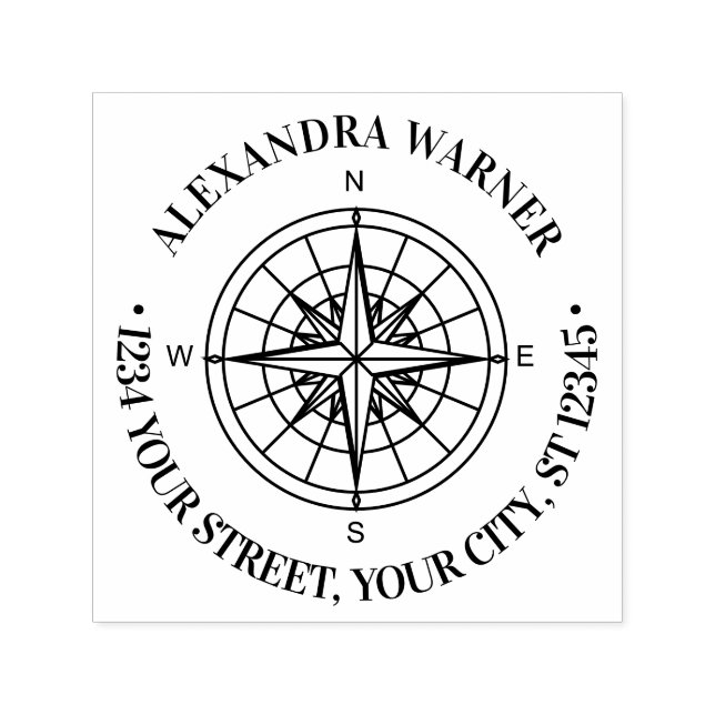 Sello Automático Rosa de los vientos náutica #3 Nombre Dirección de (Diseño)