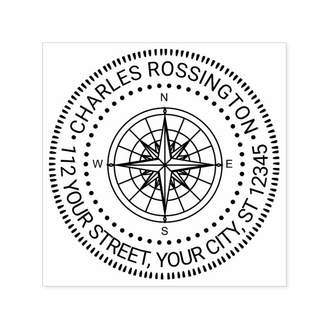 Sello Automático Rosa de los vientos náutica #4 Nombre Dirección de (Diseño)