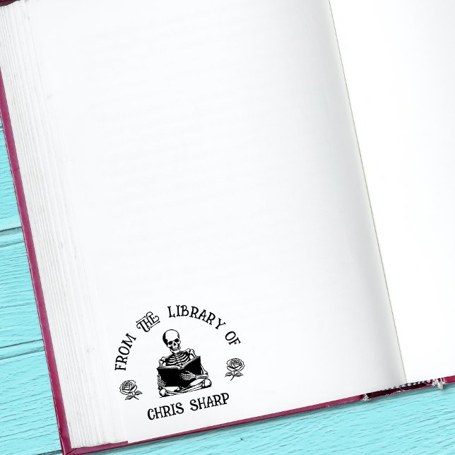 Sello Automático Rosas De Esqueleto Gótico De La Biblioteca Del Lib (Subido por el creador)
