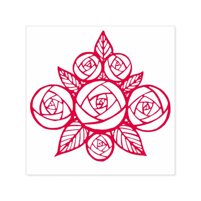 Sello Automático Rosas Elegantes Hojas Ramo Floral (Diseño)
