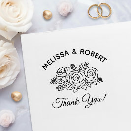 Sello Automático Rose Bouquet Boda Gracias