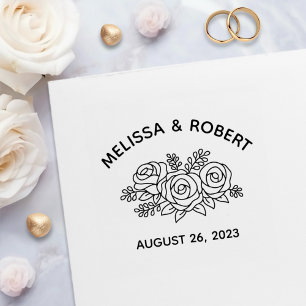 Sello Automático Rose Bouquet Save the Date Boda