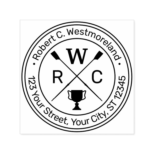 Sello Automático Rowing Rowers Crephy Nombre de trofeo Rowing Direc (Diseño)