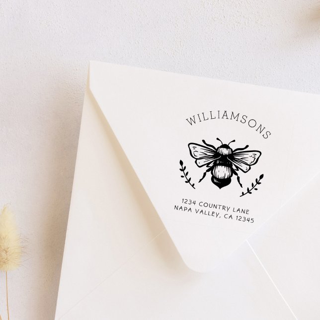 Sello Automático Rustic Bumblebee | Dirección de devolución de nomb (Subido por el creador)