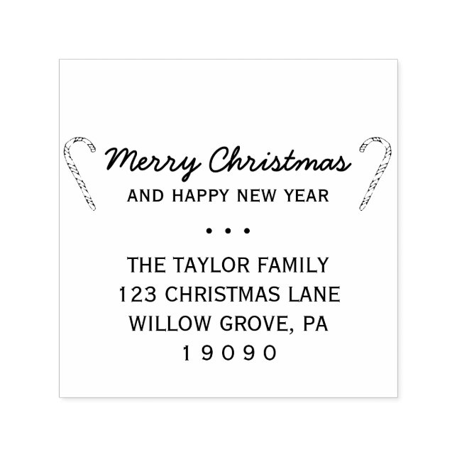 Sello Automático Rustic Candy Cane Navidades Dirección de Regreso (Diseño)