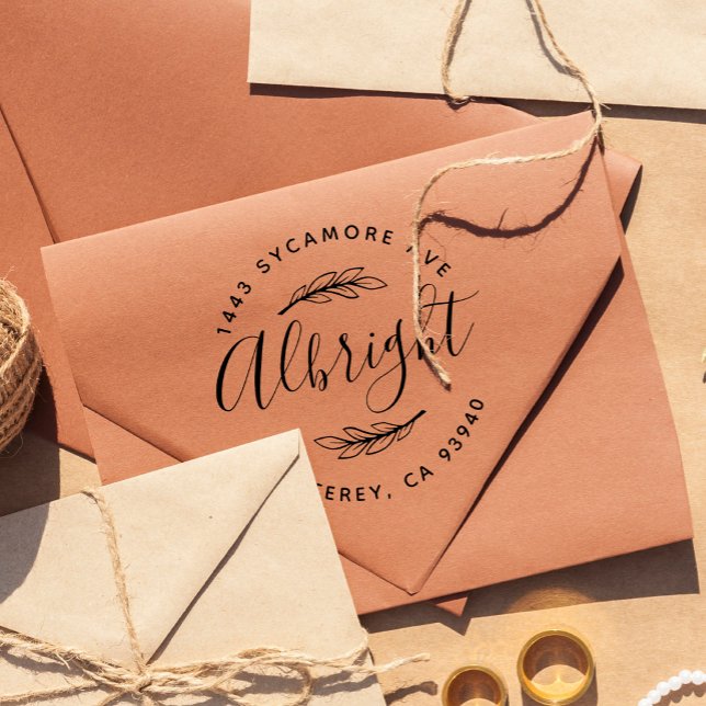 Sello Automático Rustic Script Family Name Wreath Return Address (Subido por el creador)