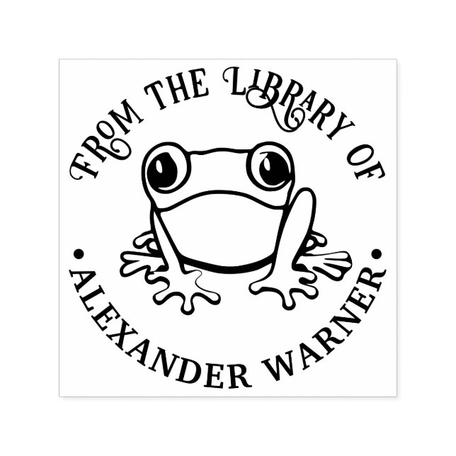 Sello Automático Rustic Tree Frog #3 Amphibian Library Book Name (Diseño)