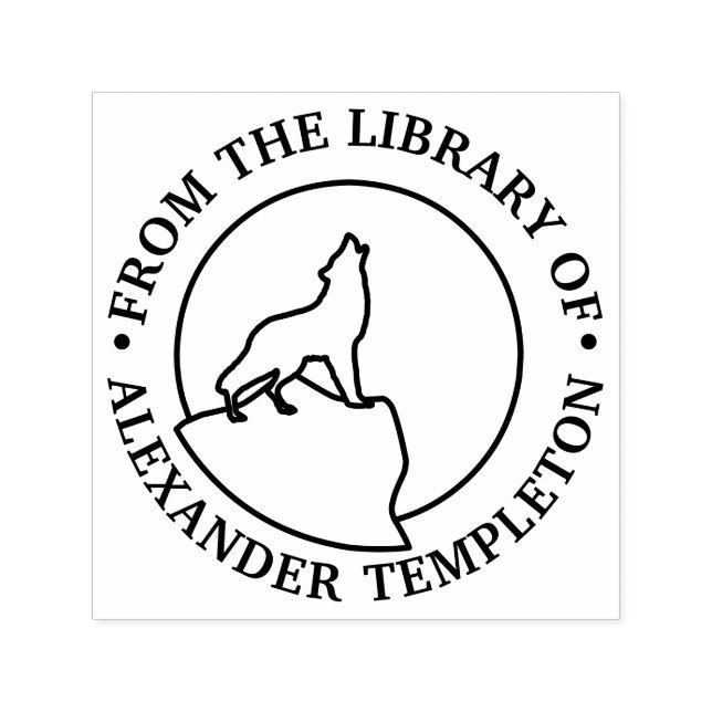 Sello Automático Rustic Wolf Howling en la biblioteca de arte Moon  (Diseño)