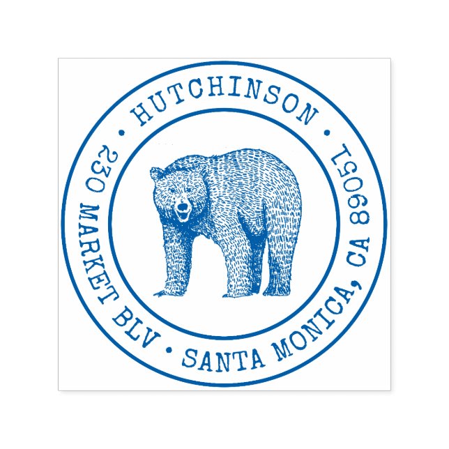 Sello Automático Rústica dirección de retorno de la familia de oseo (Diseño)