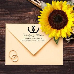 Sello Automático Rústica dirección de retorno del Boda de herradura