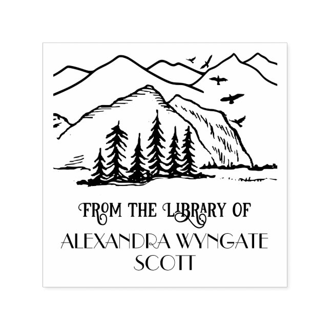 Sello Automático Rústico exterior: nombre del libro de la bibliotec (Diseño)