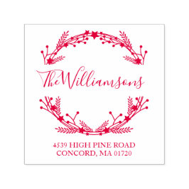 Sello Automático Rústicos Navidades rojos Wreath Nombre Dirección d