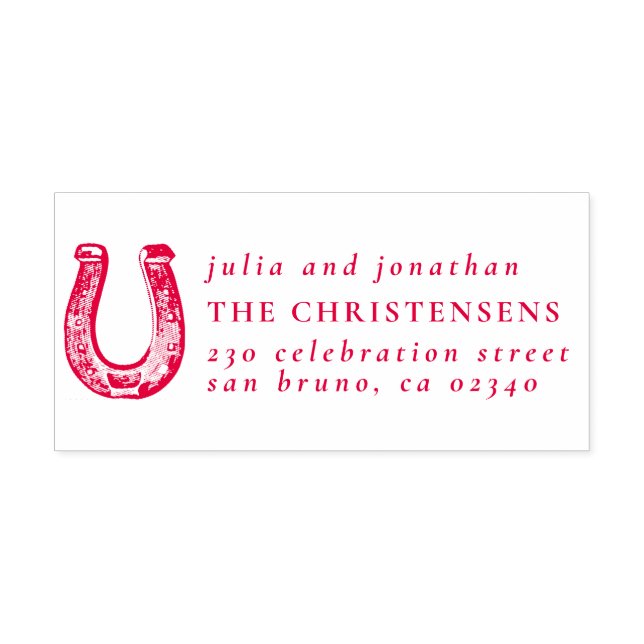 Sello Automático Rústicos nombres de Bodas de herradura y dirección (Diseño)