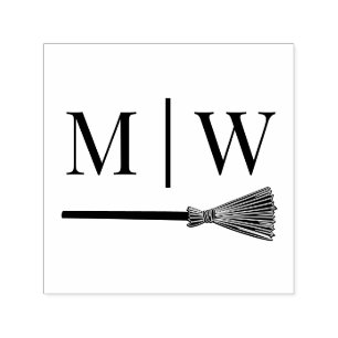 Sello Automático Salta la escoba B Pareja Boda 2 Monograma inicial