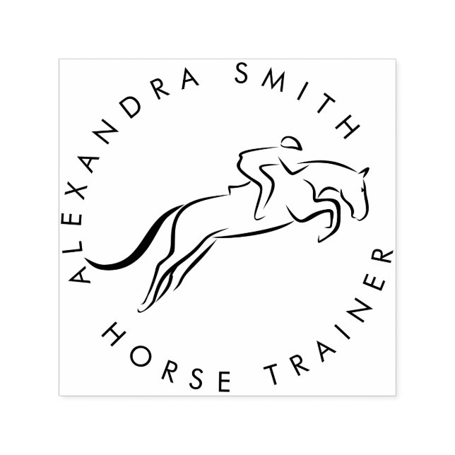 Sello Automático Saltando Caballo | Caballo | Entrenador de caballo (Diseño)