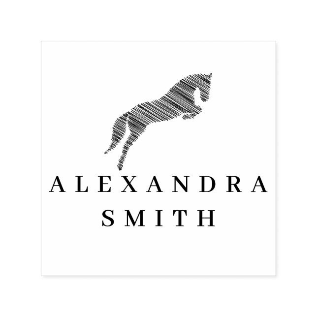 Sello Automático Saltando Caballo | Caballo Scribble | Entrenador d (Diseño)