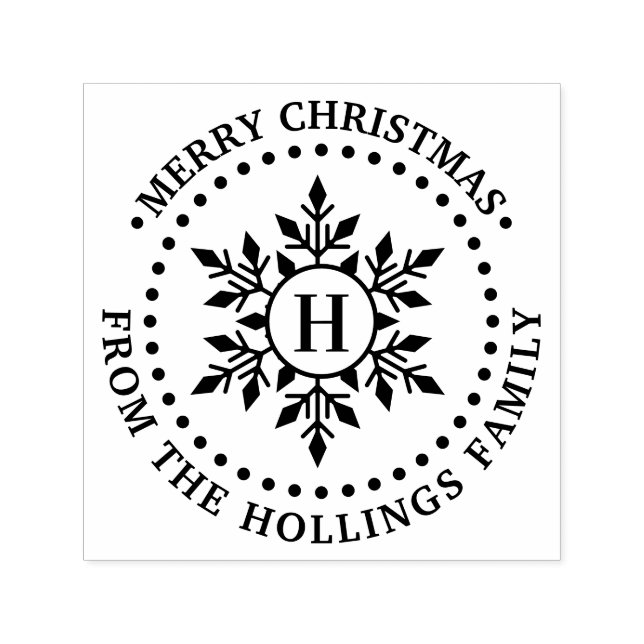 Sello Automático Saludo de Feliz Navidad Copo de Nieve Inicial Nomb (Diseño)