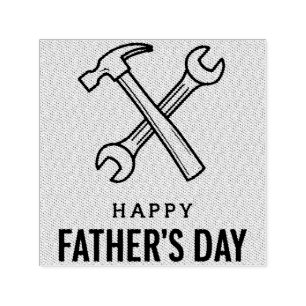 Sello Automático Saludo del Día del Padre con martillo y llave ingl