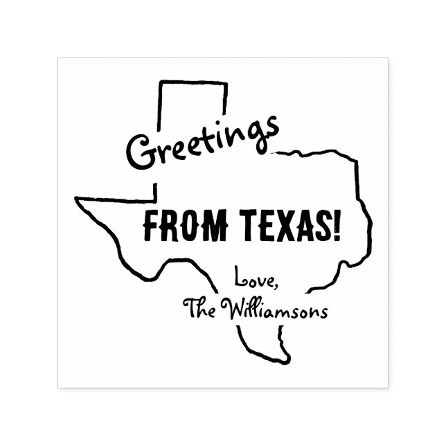 Sello Automático Saludos desde Texas Family Name Rustic (Diseño)